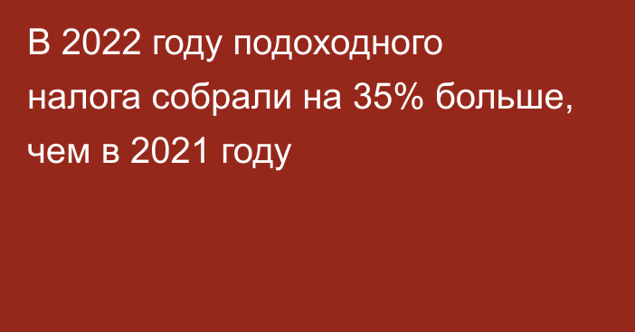 В 2022 году подоходного налога собрали на 35% больше, чем в 2021 году