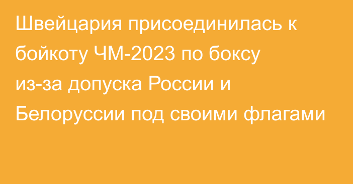 Швейцария присоединилась к бойкоту ЧМ-2023 по боксу из-за допуска России и Белоруссии под своими флагами