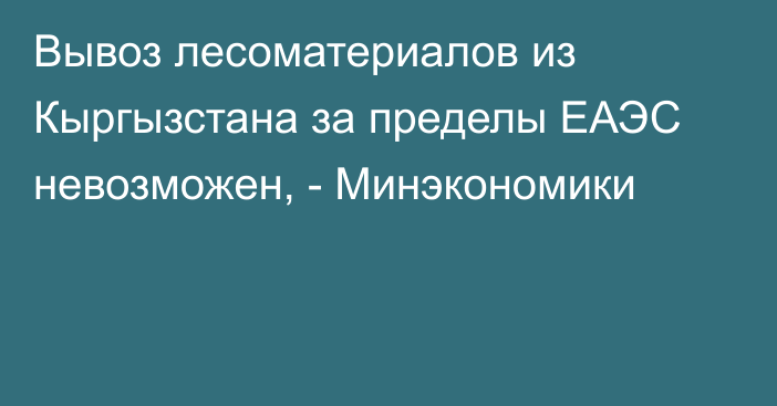 Вывоз лесоматериалов из Кыргызстана за пределы ЕАЭС невозможен, - Минэкономики