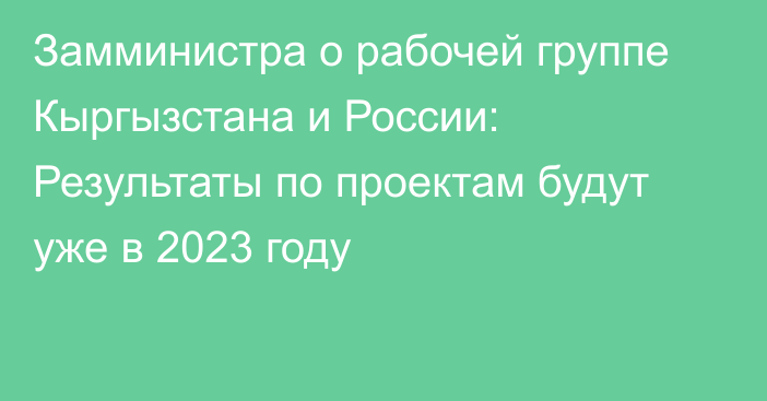 Замминистра о рабочей группе Кыргызстана и России: Результаты по проектам будут уже в 2023 году