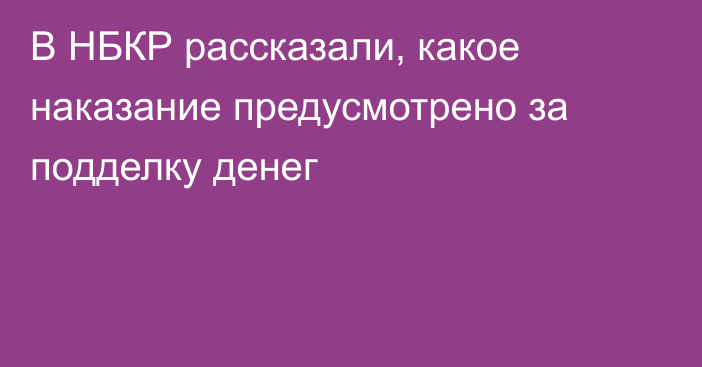 В НБКР рассказали, какое наказание предусмотрено за подделку денег