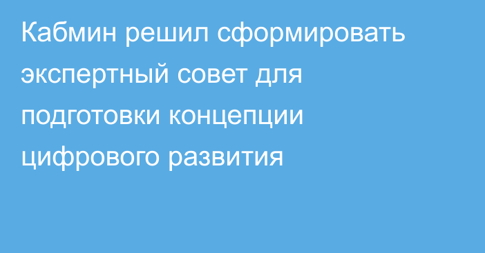 Кабмин решил сформировать экспертный совет для подготовки концепции цифрового развития