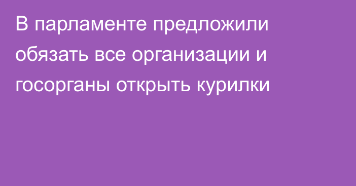 В парламенте предложили обязать все организации и госорганы открыть курилки