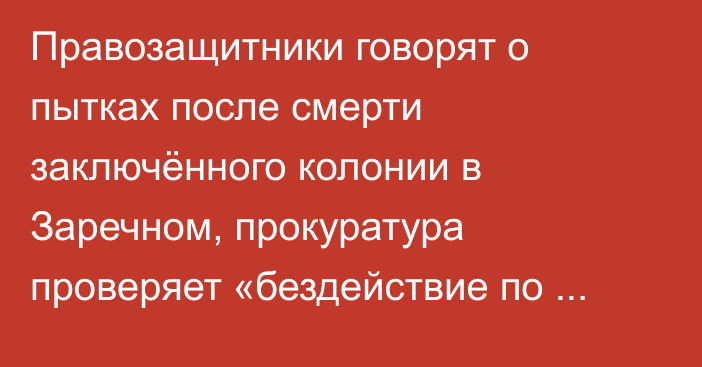 Правозащитники говорят о пытках после смерти заключённого колонии в Заречном, прокуратура проверяет «бездействие по службе»