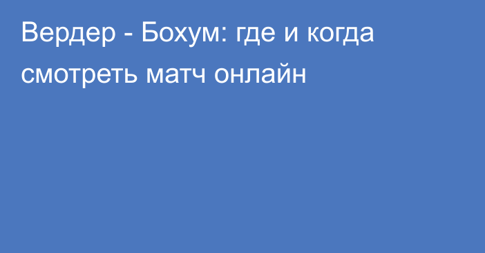 Вердер -  Бохум: где и когда смотреть матч онлайн