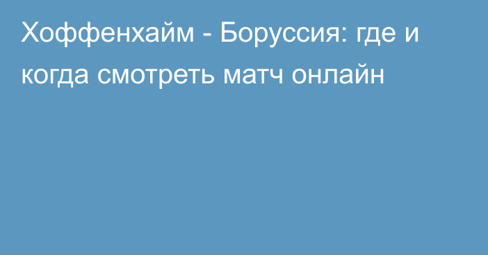 Хоффенхайм -  Боруссия: где и когда смотреть матч онлайн