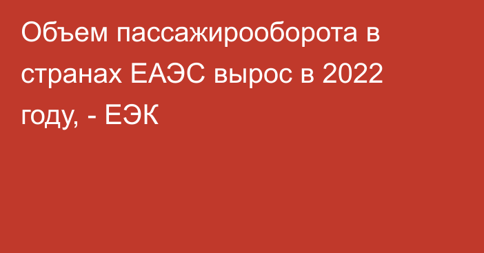 Объем пассажирооборота в странах ЕАЭС вырос в 2022 году, - ЕЭК