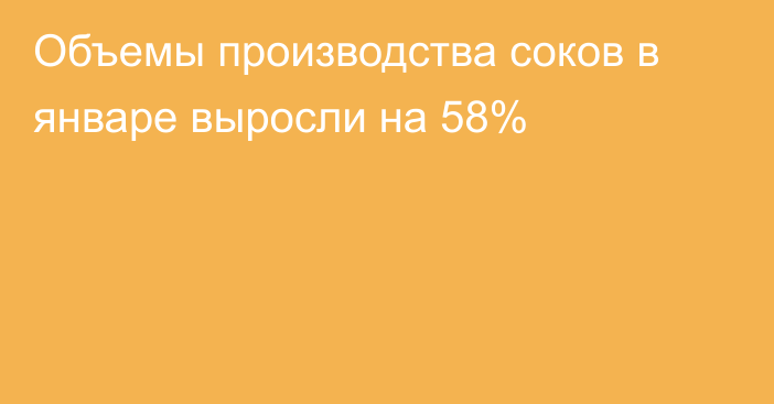 Объемы производства соков в январе выросли на 58%