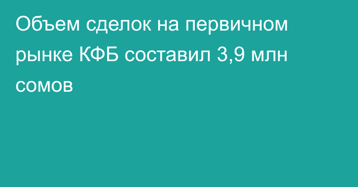 Объем сделок на первичном рынке КФБ составил 3,9 млн сомов