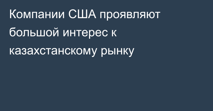 Компании США проявляют большой интерес к казахстанскому рынку