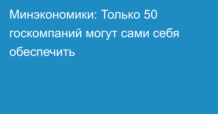 Минэкономики: Только 50 госкомпаний могут сами себя обеспечить