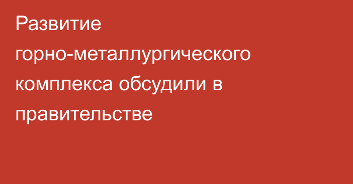 Развитие горно-металлургического комплекса обсудили в правительстве