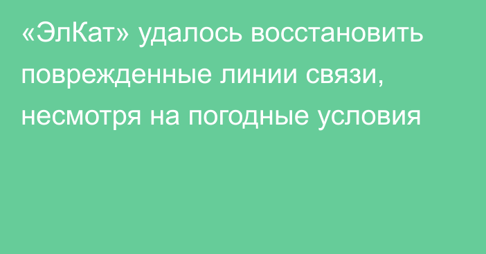 «ЭлКат» удалось восстановить поврежденные линии связи, несмотря на погодные условия 