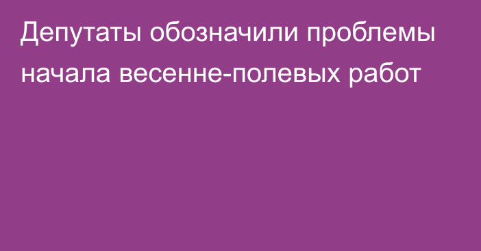 Депутаты обозначили проблемы начала весенне-полевых работ