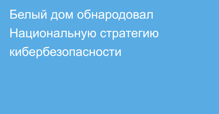 Белый дом обнародовал Национальную стратегию кибербезопасности