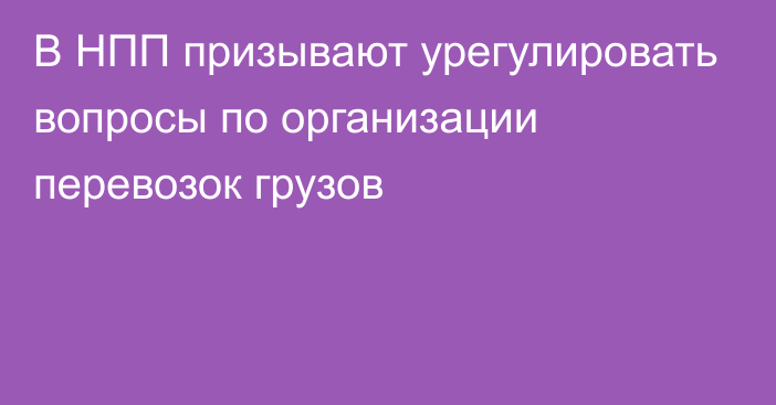 В НПП призывают урегулировать вопросы по организации перевозок грузов