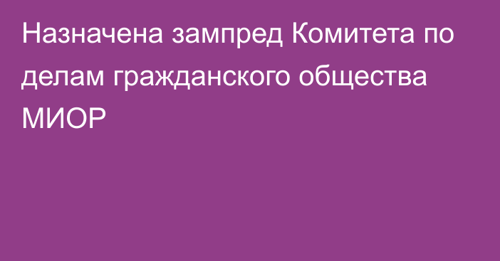 Назначена зампред Комитета по делам гражданского общества МИОР