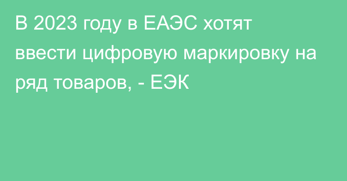 В 2023 году в ЕАЭС хотят ввести цифровую маркировку на ряд товаров, - ЕЭК