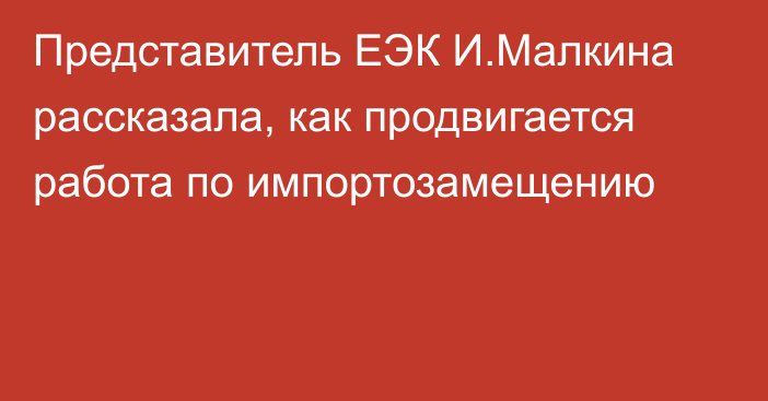 Представитель ЕЭК И.Малкина рассказала, как продвигается работа по импортозамещению