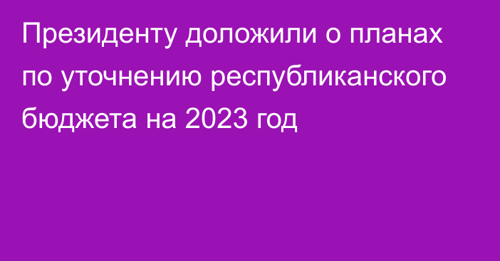 Президенту доложили о планах по уточнению республиканского бюджета на 2023 год