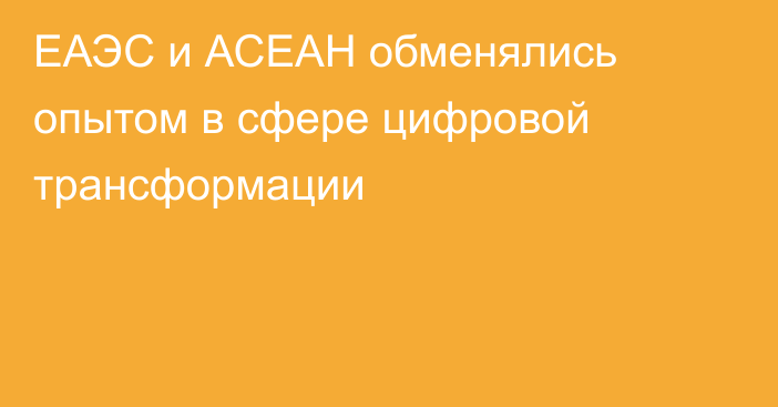 ЕАЭС и АСЕАН обменялись опытом в сфере цифровой трансформации