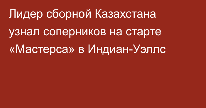 Лидер сборной Казахстана узнал соперников на старте «Мастерса» в Индиан-Уэллс