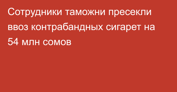 Сотрудники таможни пресекли ввоз контрабандных сигарет на 54 млн сомов