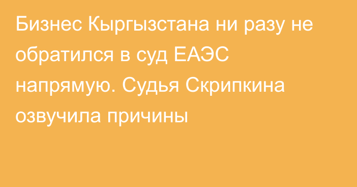 Бизнес Кыргызстана ни разу не обратился в суд ЕАЭС напрямую. Судья Скрипкина озвучила причины