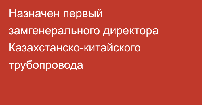 Назначен первый замгенерального директора Казахстанско-китайского трубопровода