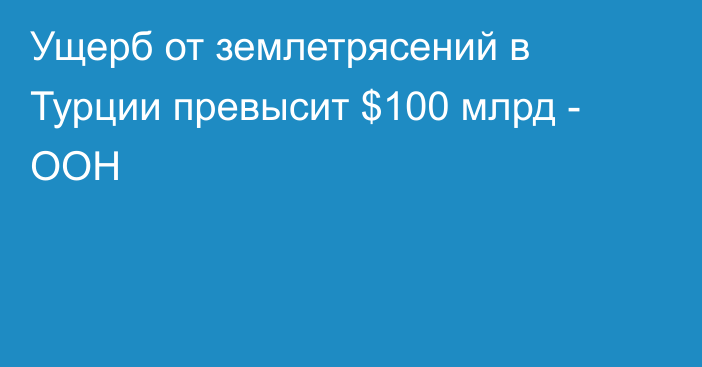 Ущерб от землетрясений в Турции превысит $100 млрд - ООН