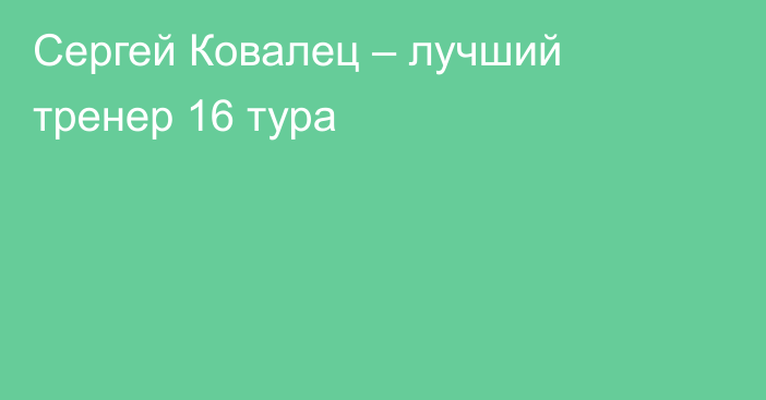 Сергей Ковалец – лучший тренер 16 тура