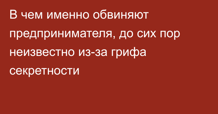 В чем именно обвиняют предпринимателя, до сих пор неизвестно из-за грифа секретности