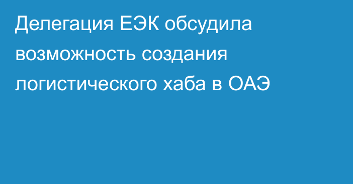 Делегация ЕЭК обсудила возможность создания логистического хаба в ОАЭ