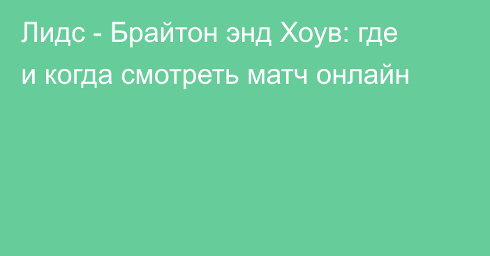 Лидс -  Брайтон энд Хоув: где и когда смотреть матч онлайн