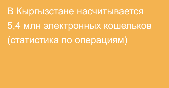 В Кыргызстане насчитывается 5,4 млн электронных кошельков (статистика по операциям)