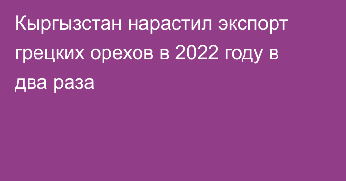 Кыргызстан нарастил экспорт грецких орехов в 2022 году в два раза