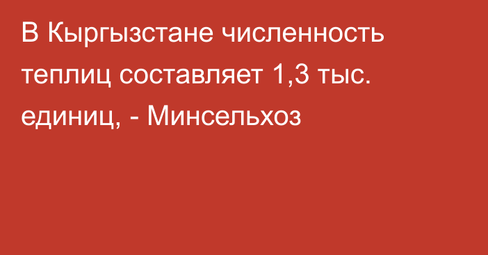 В Кыргызстане численность теплиц составляет 1,3 тыс. единиц, - Минсельхоз