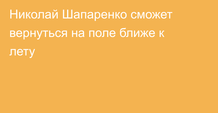 Николай Шапаренко сможет вернуться на поле ближе к лету