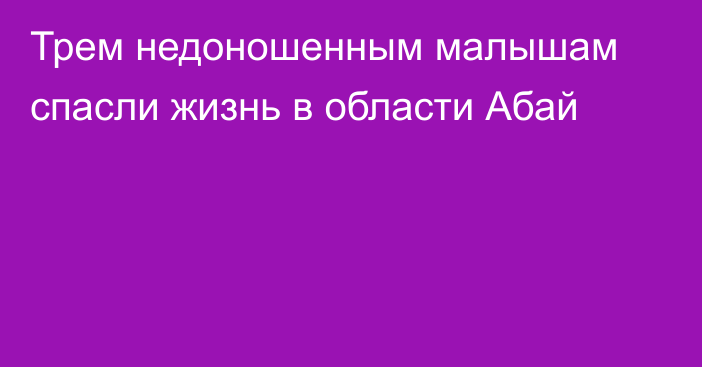 Трем недоношенным малышам спасли жизнь в области Абай