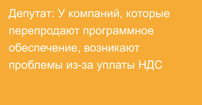 Депутат: У компаний, которые перепродают программное обеспечение, возникают проблемы из-за уплаты НДС