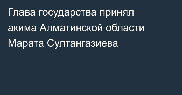 Глава государства  принял акима Алматинской области Марата Султангазиева