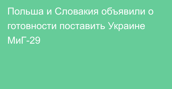 Польша и Словакия объявили о готовности поставить Украине МиГ-29