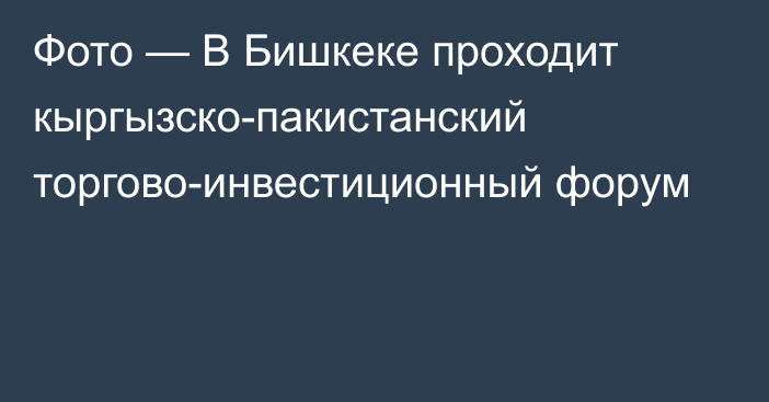 Фото — В Бишкеке проходит кыргызско-пакистанский торгово-инвестиционный форум