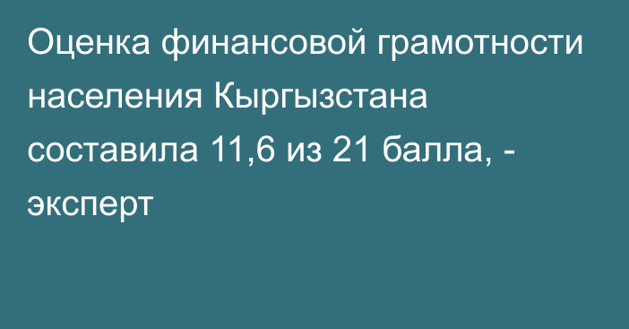 Оценка финансовой грамотности населения Кыргызстана составила 11,6 из 21 балла, - эксперт