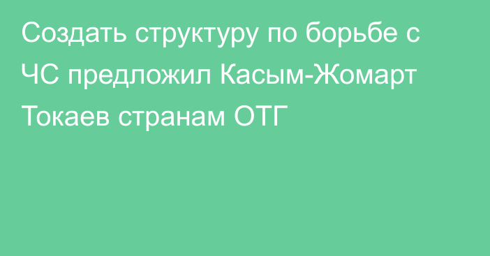 Создать структуру по борьбе с ЧС предложил Касым-Жомарт Токаев странам ОТГ