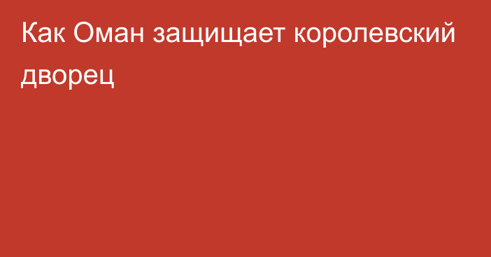 Как Оман защищает королевский дворец