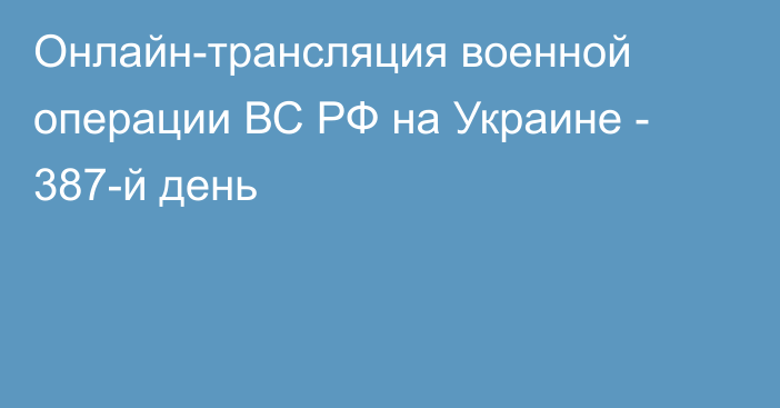 Онлайн-трансляция военной операции ВС РФ на Украине - 387-й день