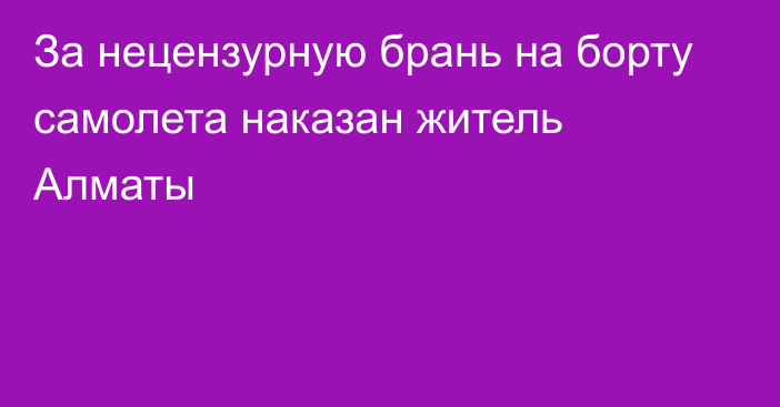 За нецензурную брань на борту самолета наказан житель Алматы