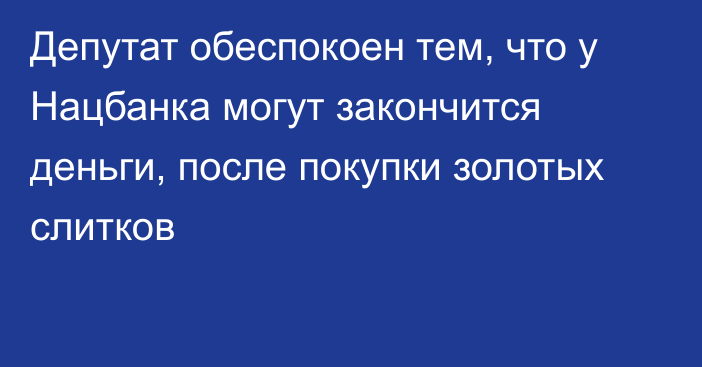 Депутат обеспокоен тем, что у Нацбанка могут закончится деньги, после покупки золотых слитков