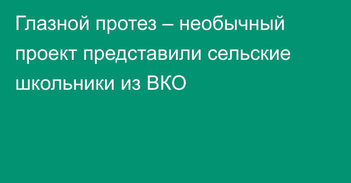 Глазной протез – необычный проект представили сельские школьники из ВКО